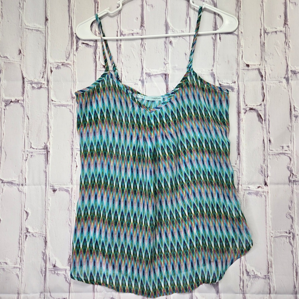 Maurices Womens Small Geometric‎ Print VNeck Cami Tank Top Spaghetti Strap Sheet